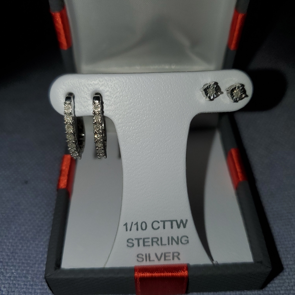 Two Pair Diamond Earring Set - Picture 4 of 4